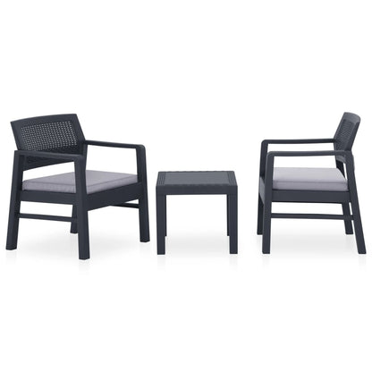 Set Divani da Giardino con Cuscini 3 pz in Plastica Grigio - homemem39