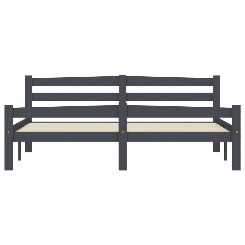 Giroletto Grigio Scuro in Legno Massello di Pino 160x200 cm - homemem39