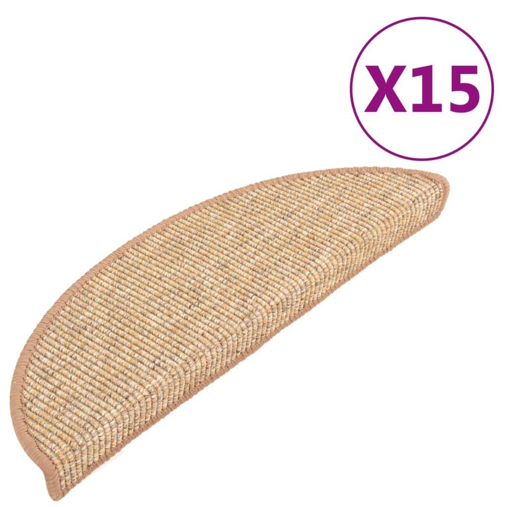 Tappeti Adesivi per Scale 15 pz 56x20 cm Nocciola - homemem39
