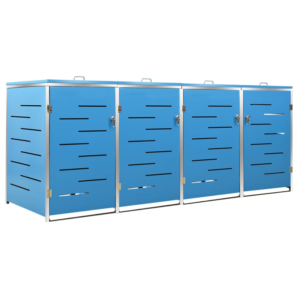 Copri Bidoni Pattume Quadruplo 276,5x77,5x115,5cm Acciaio Inox - homemem39