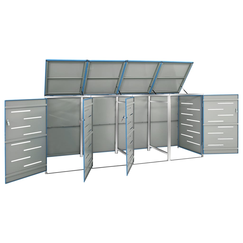 Copri Bidoni Pattume Quadruplo 276,5x77,5x115,5cm Acciaio Inox - homemem39