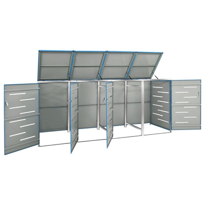 Copri Bidoni Pattume Quadruplo 276,5x77,5x115,5cm Acciaio Inox - homemem39
