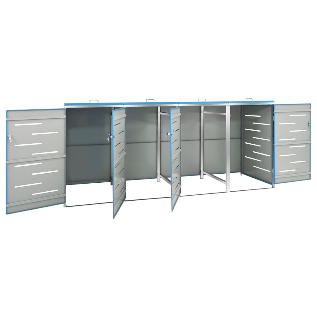 Copri Bidoni Pattume Quadruplo 276,5x77,5x115,5cm Acciaio Inox - homemem39