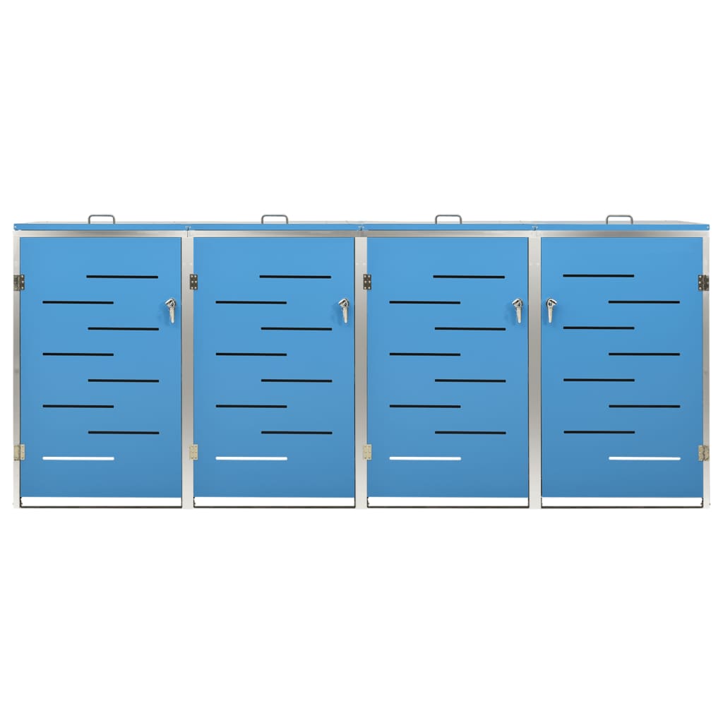 Copri Bidoni Pattume Quadruplo 276,5x77,5x115,5cm Acciaio Inox - homemem39