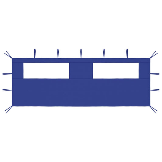 Parete con Finestre per Gazebo 6x2 m Blu - homemem39