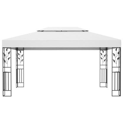 Gazebo con Tetto Doppio e Stringa di Luci LED 3x4 m Bianco - homemem39
