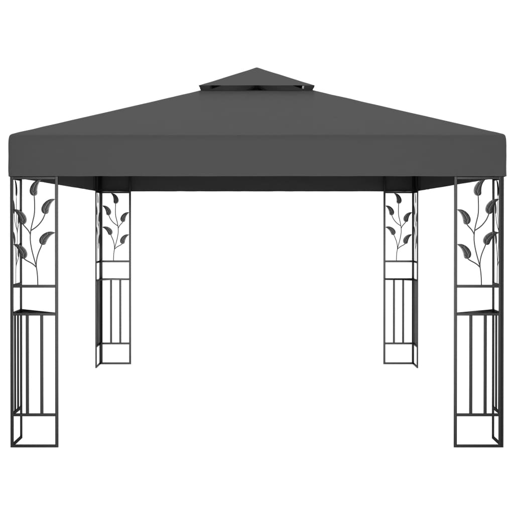 Gazebo con Tetto Doppio e Luci LED 3x4 m Antracite - homemem39