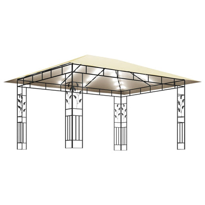 Gazebo con Zanzariera e Luci LED 4x3x2,73 m Crema - homemem39