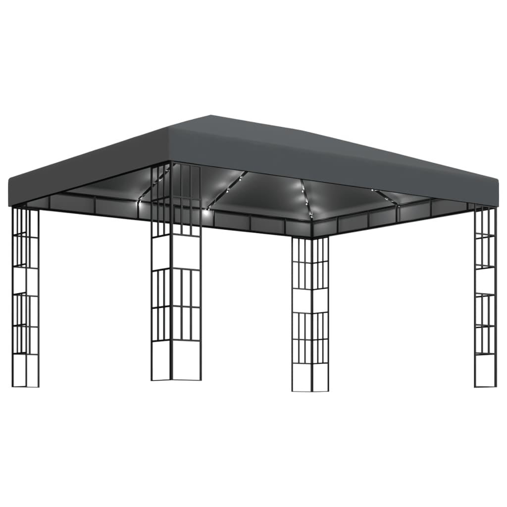 Gazebo con Stringa di Luci LED 3x4 m Antracite - homemem39