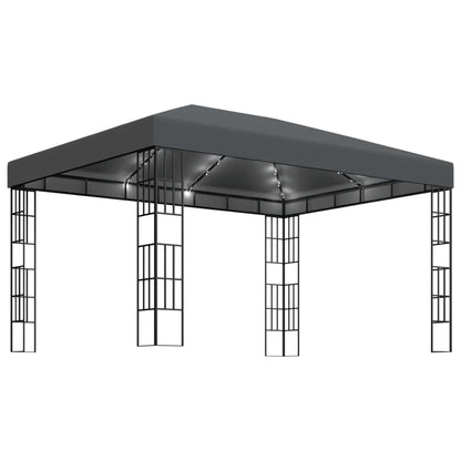 Gazebo con Stringa di Luci LED 3x4 m Antracite - homemem39