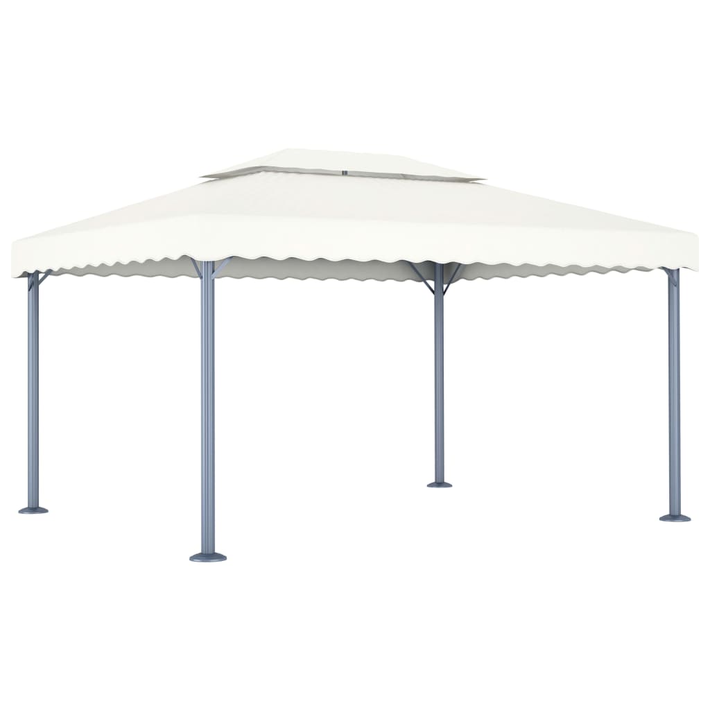 Gazebo con Stringa di Luci LED 400x300 cm Crema in Alluminio - homemem39