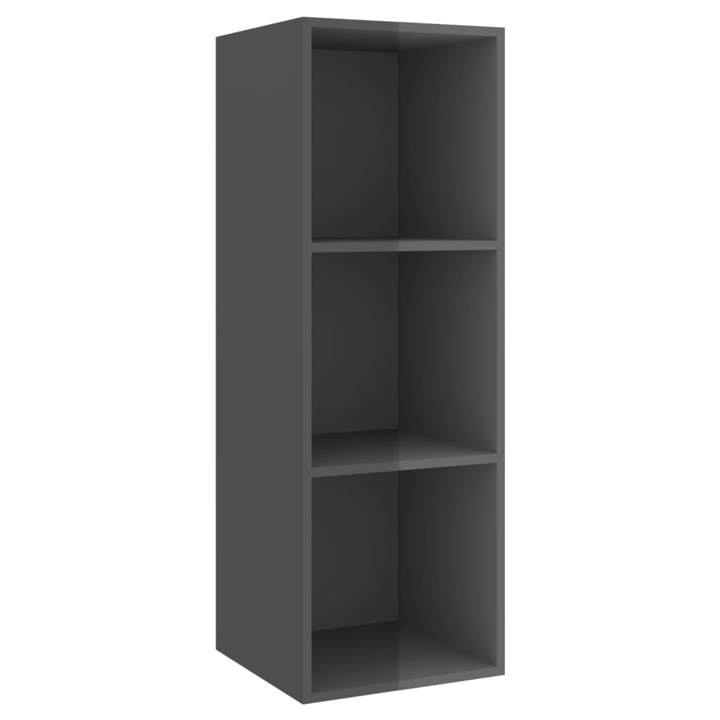 Mobile TV a Parete 4 pz Grigio Lucido in Truciolato - homemem39