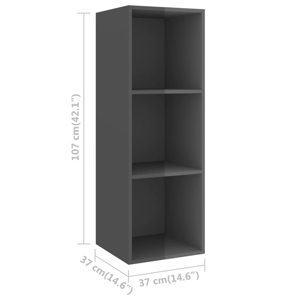 Mobile TV a Parete 4 pz Grigio Lucido in Truciolato - homemem39