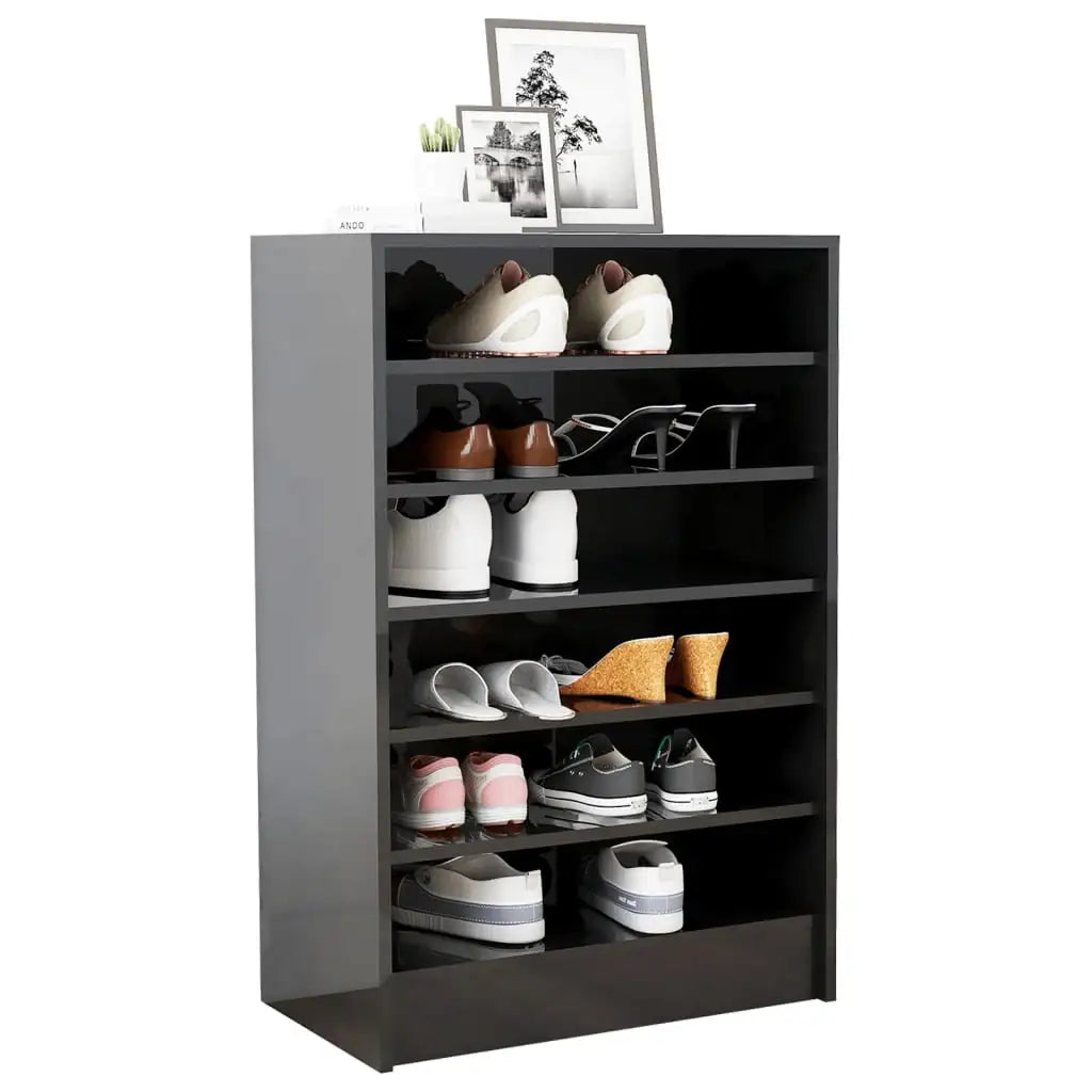 Scarpiera Grigio Lucido 60x35x92 cm in Truciolato - homemem39