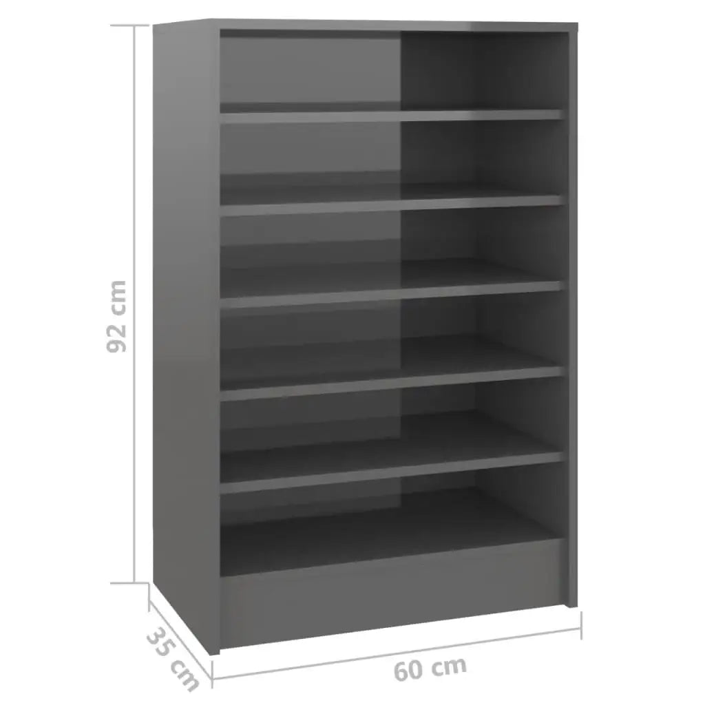 Scarpiera Grigio Lucido 60x35x92 cm in Truciolato - homemem39
