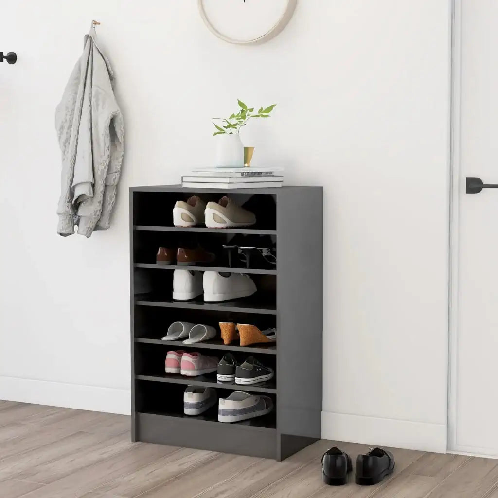 Scarpiera Grigio Lucido 60x35x92 cm in Truciolato - homemem39