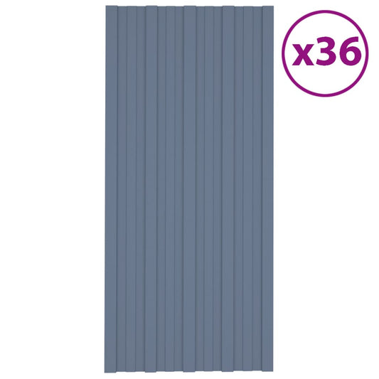 Pannelli da Tetto 36 pz in Acciaio Zincato Grigio 100x45 cm - homemem39