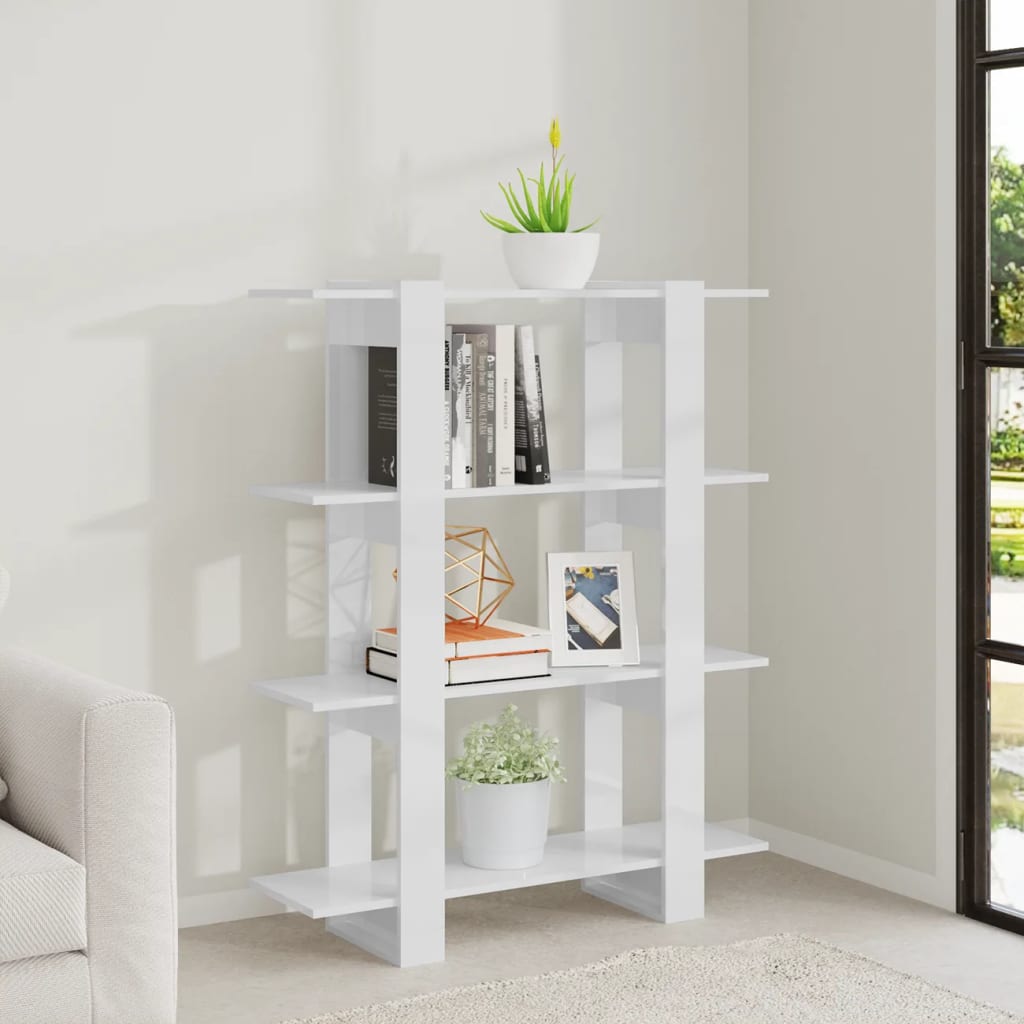 Libreria/Divisorio Bianco Lucido 100x30x123,5 cm - homemem39