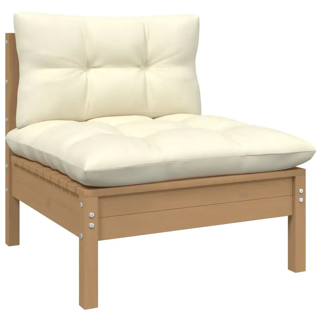 Set Divani da Giardino 7 pz con Cuscini Miele Legno di Pino - homemem39