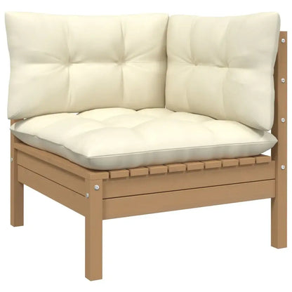 Set Divani da Giardino 7 pz con Cuscini Miele Legno di Pino - homemem39