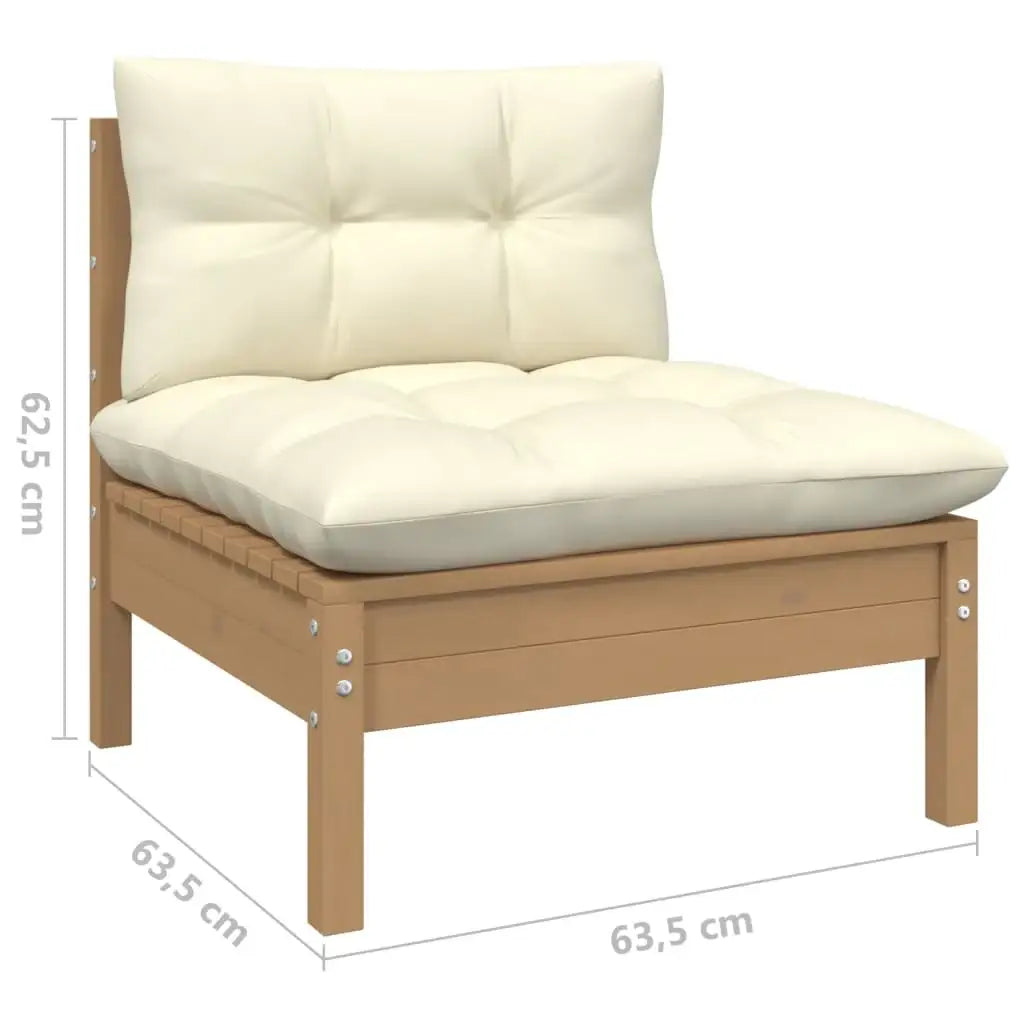 Set Divani da Giardino 7 pz con Cuscini Miele Legno di Pino - homemem39