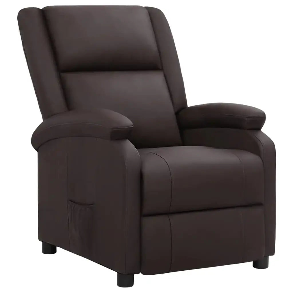 Sedia Reclinabile Elettrica Marrone in Vera Pelle - homemem39