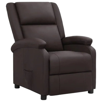 Sedia Reclinabile Elettrica Marrone in Vera Pelle - homemem39
