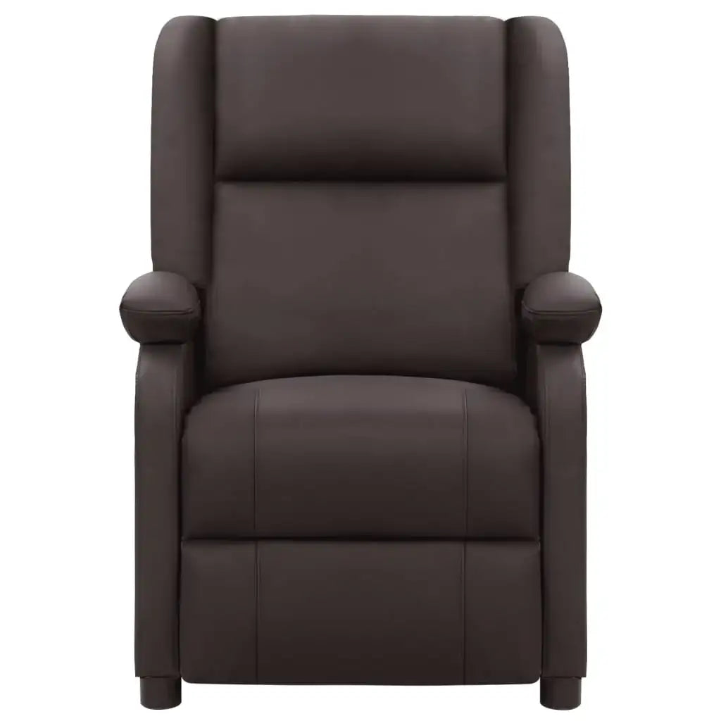 Sedia Reclinabile Elettrica Marrone in Vera Pelle - homemem39
