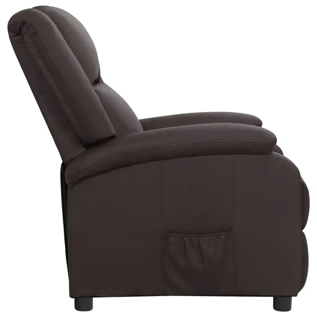 Sedia Reclinabile Elettrica Marrone in Vera Pelle - homemem39