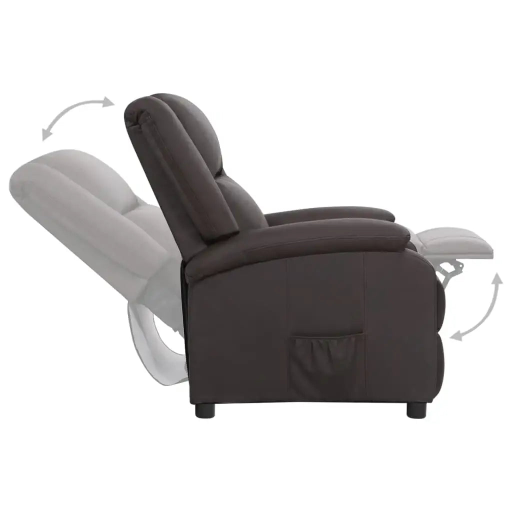 Sedia Reclinabile Elettrica Marrone in Vera Pelle - homemem39