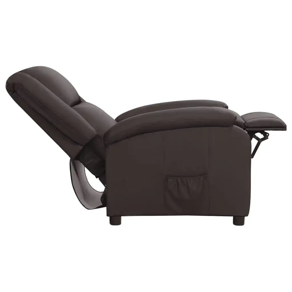Sedia Reclinabile Elettrica Marrone in Vera Pelle - homemem39