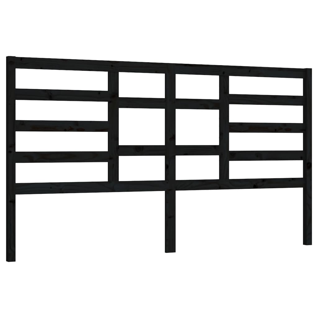 Testiera per Letto Nera 186x4x104 cm in Legno Massello di Pino - homemem39