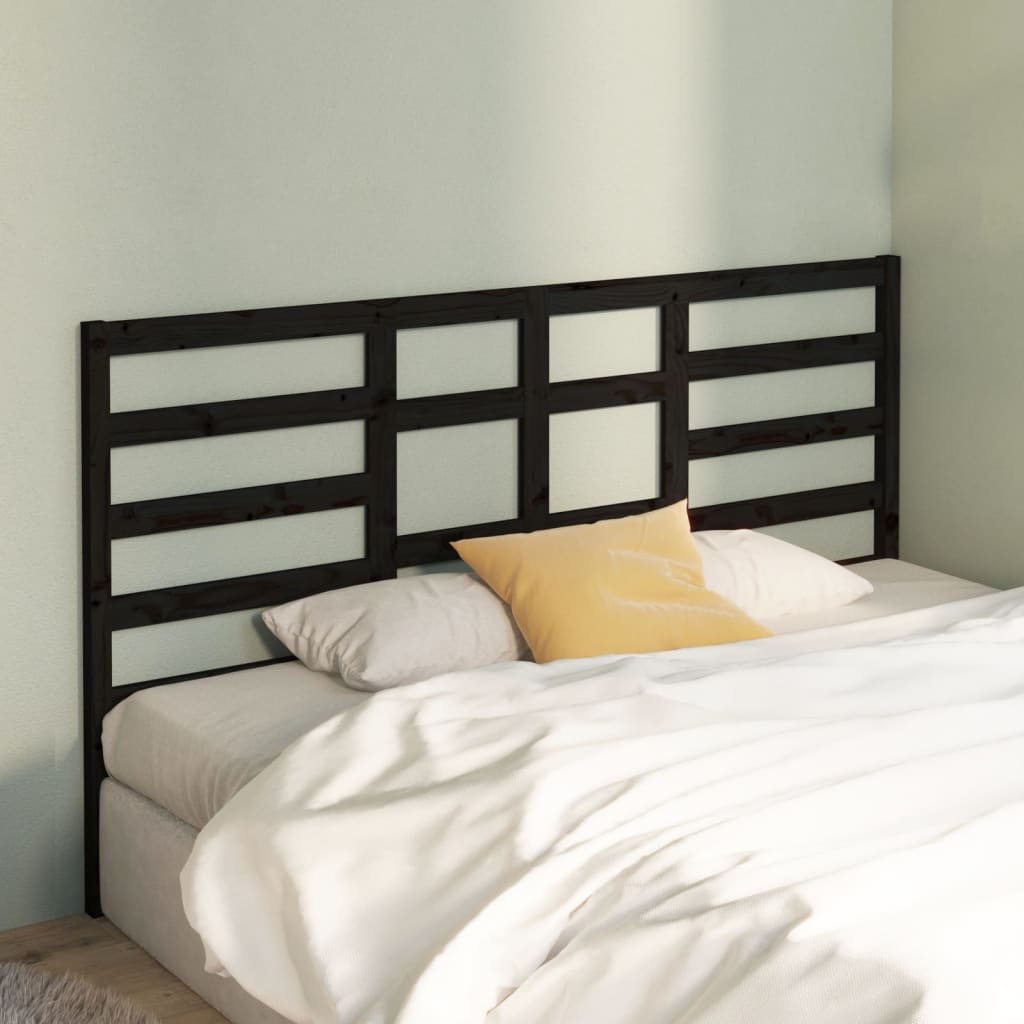 Testiera per Letto Nera 186x4x104 cm in Legno Massello di Pino - homemem39