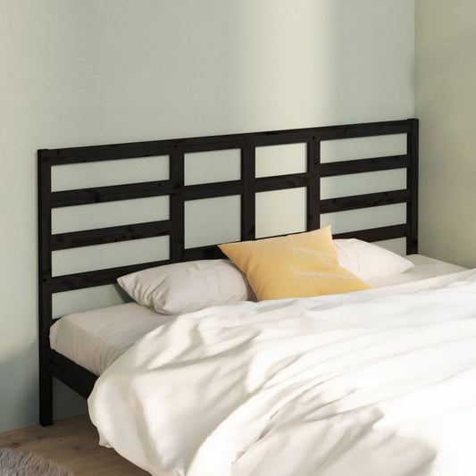 Testiera per Letto Nera 186x4x104 cm in Legno Massello di Pino - homemem39