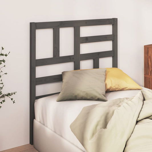 Testiera per Letto Grigia 106x4x104cm in Legno Massello di Pino - homemem39
