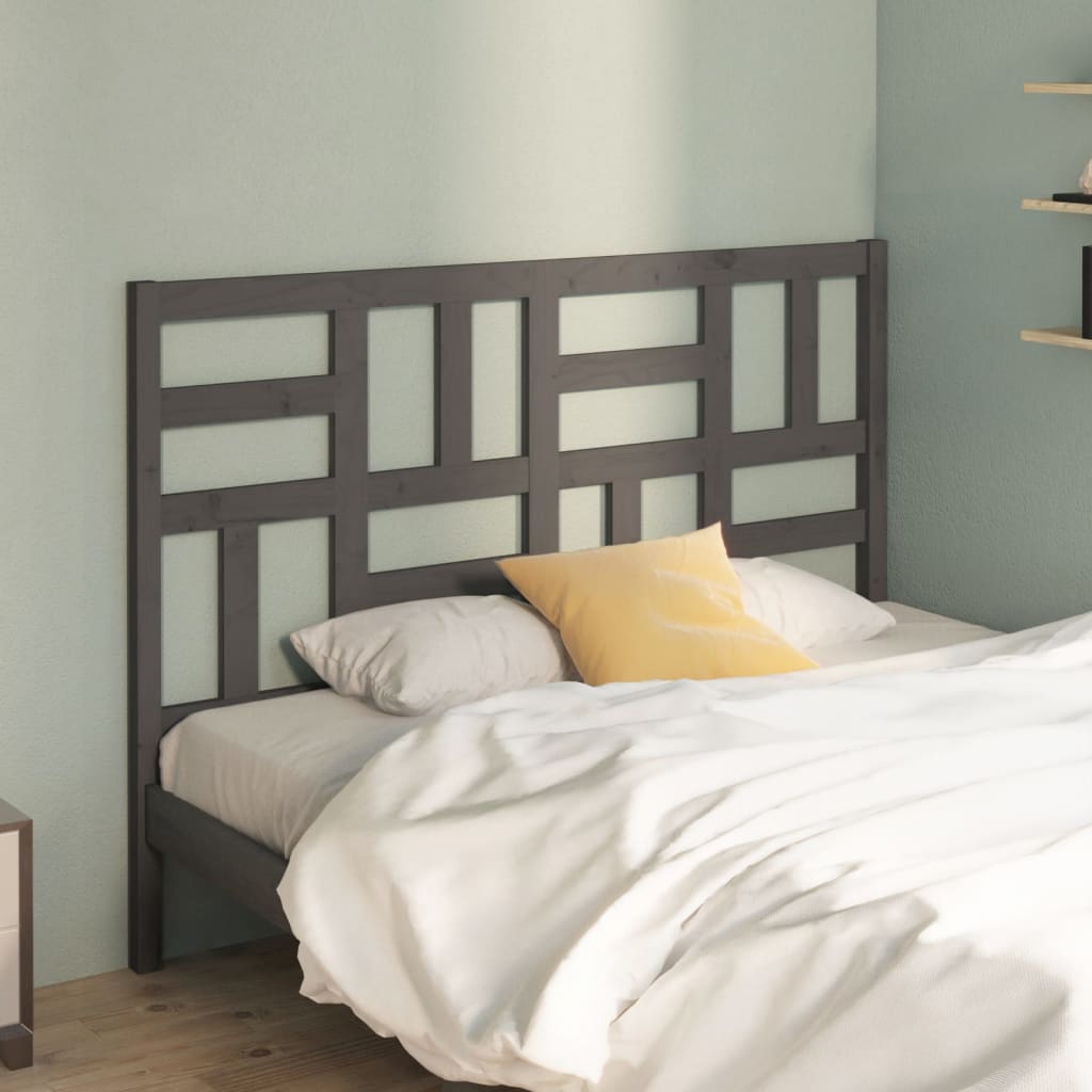 Testiera per Letto Grigia 126x4x104cm in Legno Massello di Pino - homemem39