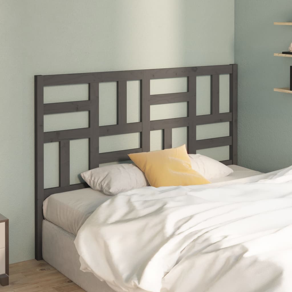 Testiera per Letto Grigia 126x4x104cm in Legno Massello di Pino - homemem39