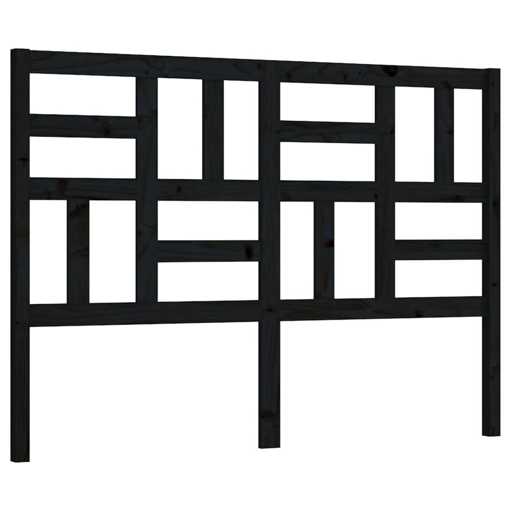 Testiera per Letto Nera 126x4x104 cm in Legno Massello di Pino - homemem39