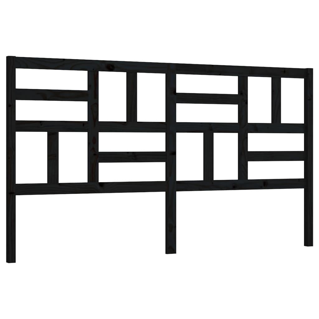 Testiera per Letto Nera 206x4x104 cm in Legno Massello di Pino - homemem39