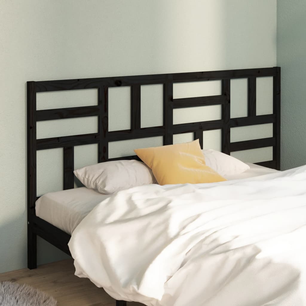 Testiera per Letto Nera 206x4x104 cm in Legno Massello di Pino - homemem39