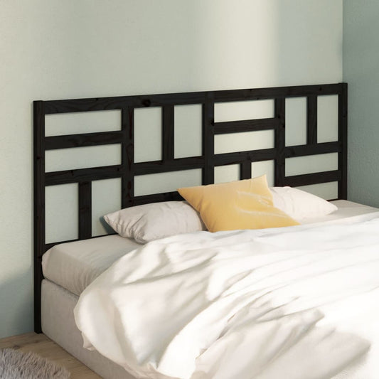 Testiera per Letto Nera 206x4x104 cm in Legno Massello di Pino - homemem39