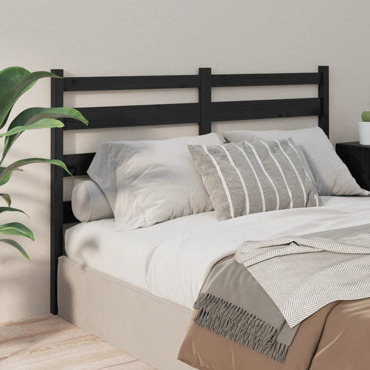 Testiera per Letto Nera 146x4x100 cm in Legno Massello di Pino - homemem39