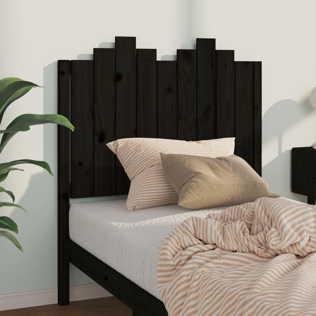 Testiera per Letto Nera 96x4x110 cm in Legno Massello di Pino - homemem39