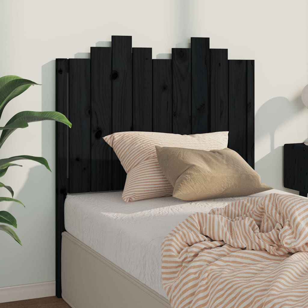 Testiera per Letto Nera 96x4x110 cm in Legno Massello di Pino - homemem39
