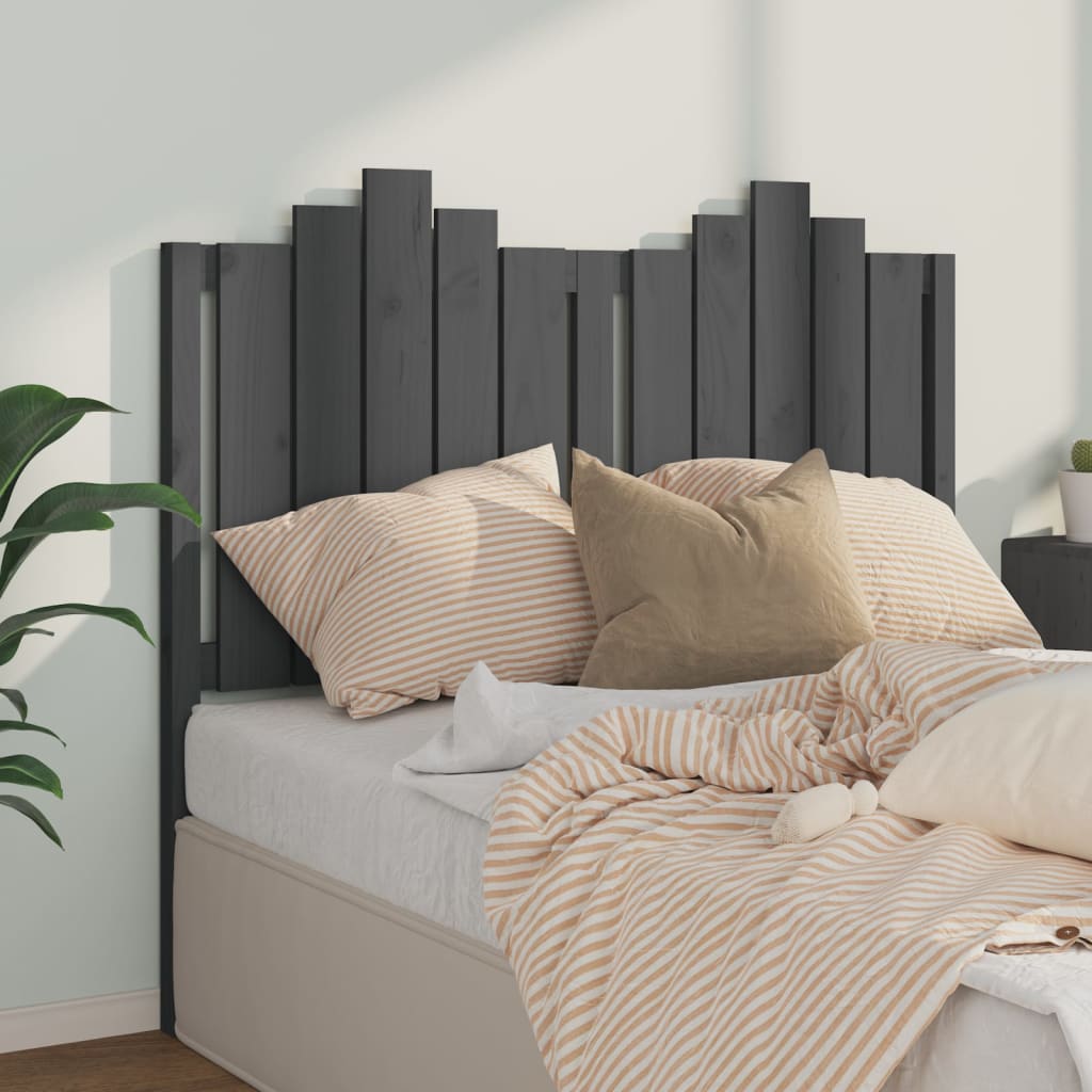Testiera per Letto Grigia 126x4x110cm in Legno Massello di Pino - homemem39