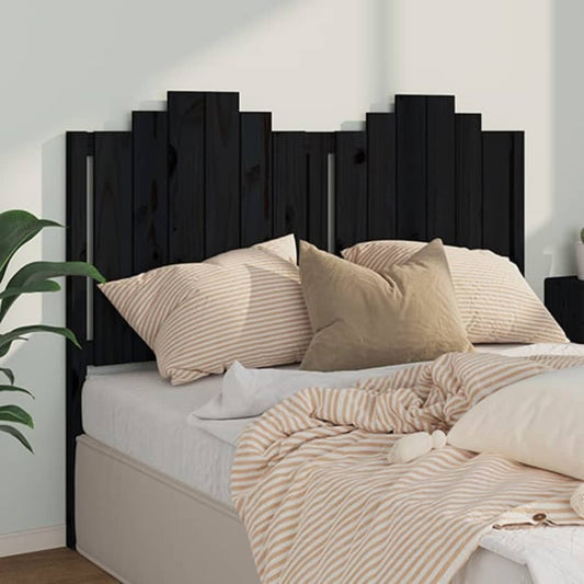 Testiera per Letto Nera 146x4x110 cm Legno Massello di Pino - homemem39