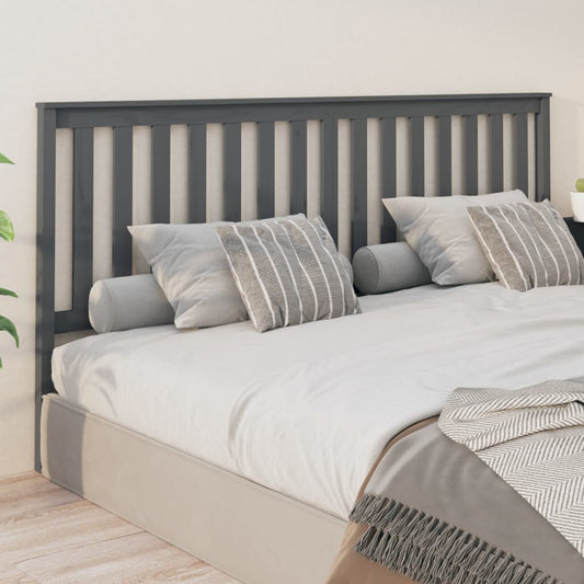 Testiera per Letto Grigia 206x6x101cm in Legno Massello di Pino - homemem39
