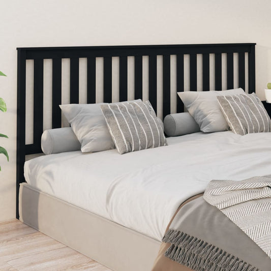 Testiera per Letto Nera 206x6x101 cm in Legno Massello di Pino - homemem39