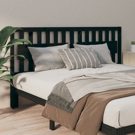Testiera per Letto Nera 125,5x4x100cm in Legno Massello di Pino - homemem39