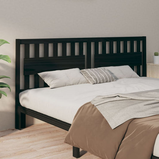 Testiera per Letto Nera 205,5x4x100cm in Legno Massello di Pino - homemem39